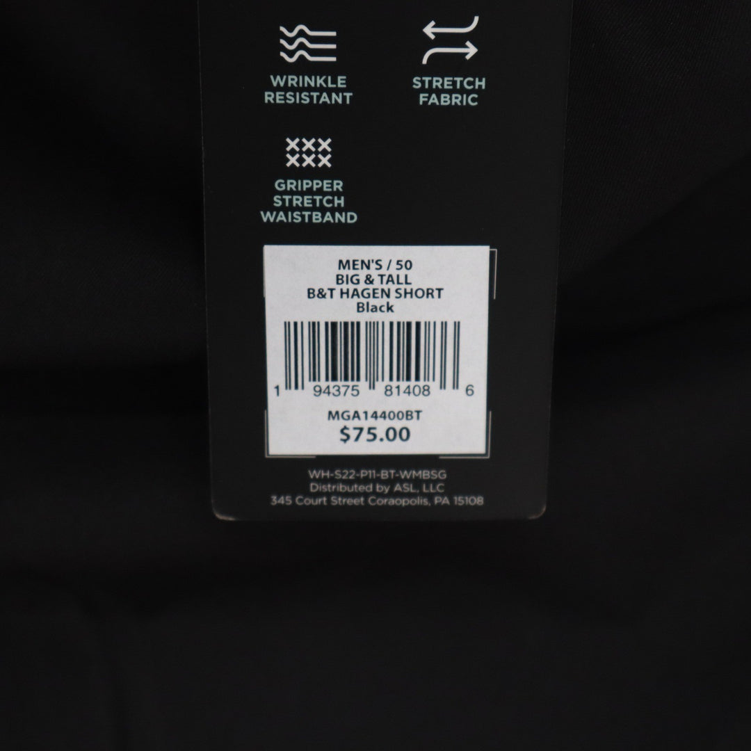 Walter Hagen Mens Big and Tall Hagen Golf Shorts Black 50