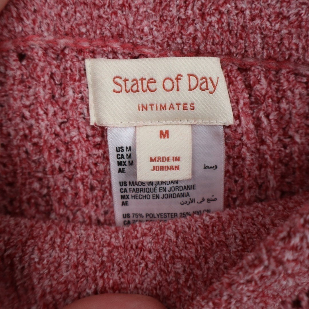 State of Day Intimates 2-PC Pajamas Set Womens M Rust Open Knit V-Neck Sleepwear