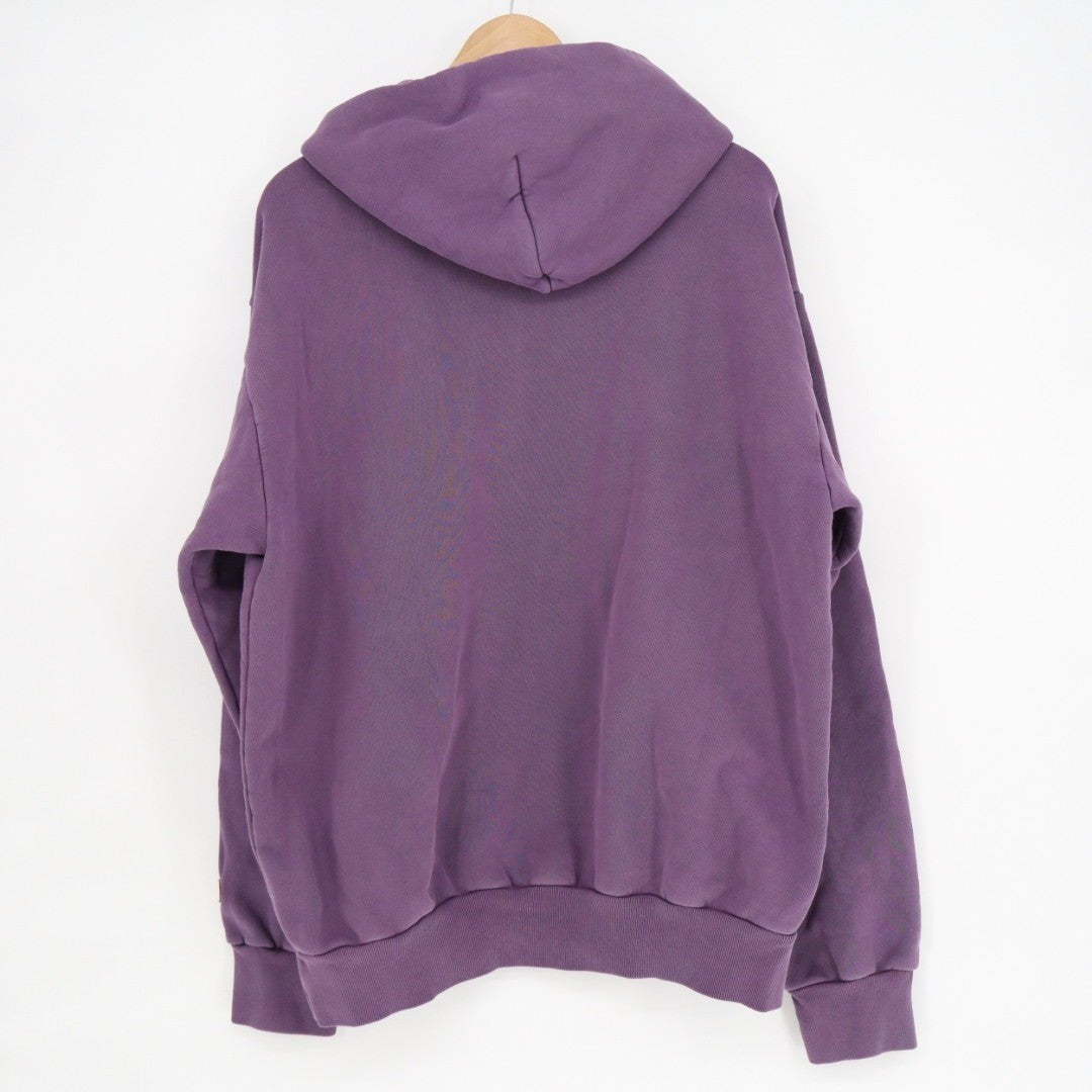 American Giant Hoodie Mens Large Purple Logo Fleece Lined Cotton Drop Shoulder