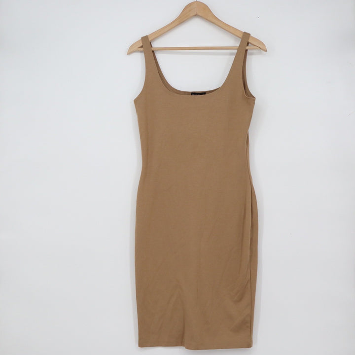 Cotton On Womens Tan Brown Bodycon Midi Tank Dress Scoop Neck Size L