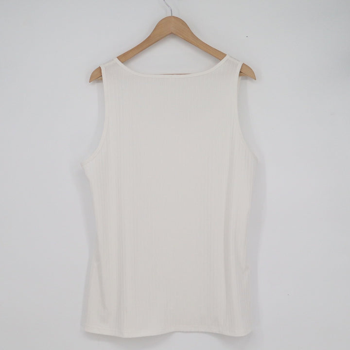 Unbranded Cream Ribbed Knit Scoop Neck Tank Top Sleeveless XL