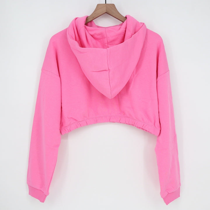 Naked Wardrobe Pink Cropped Hoodie Women's XL Long Sleeve Pullover