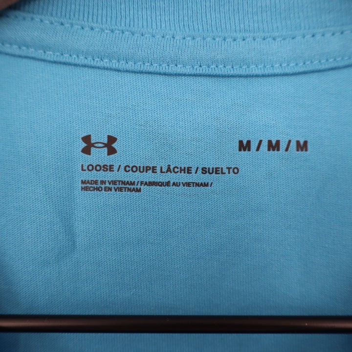 Under Armour Mens Left Chest Cut Off Tank Blue Muscle Gym Shirt Size M