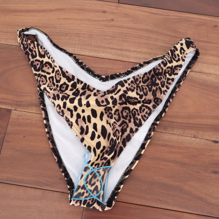 ASOS DESIGN Leopard Print V Front High Leg Bikini Bottoms UK 12 US 8