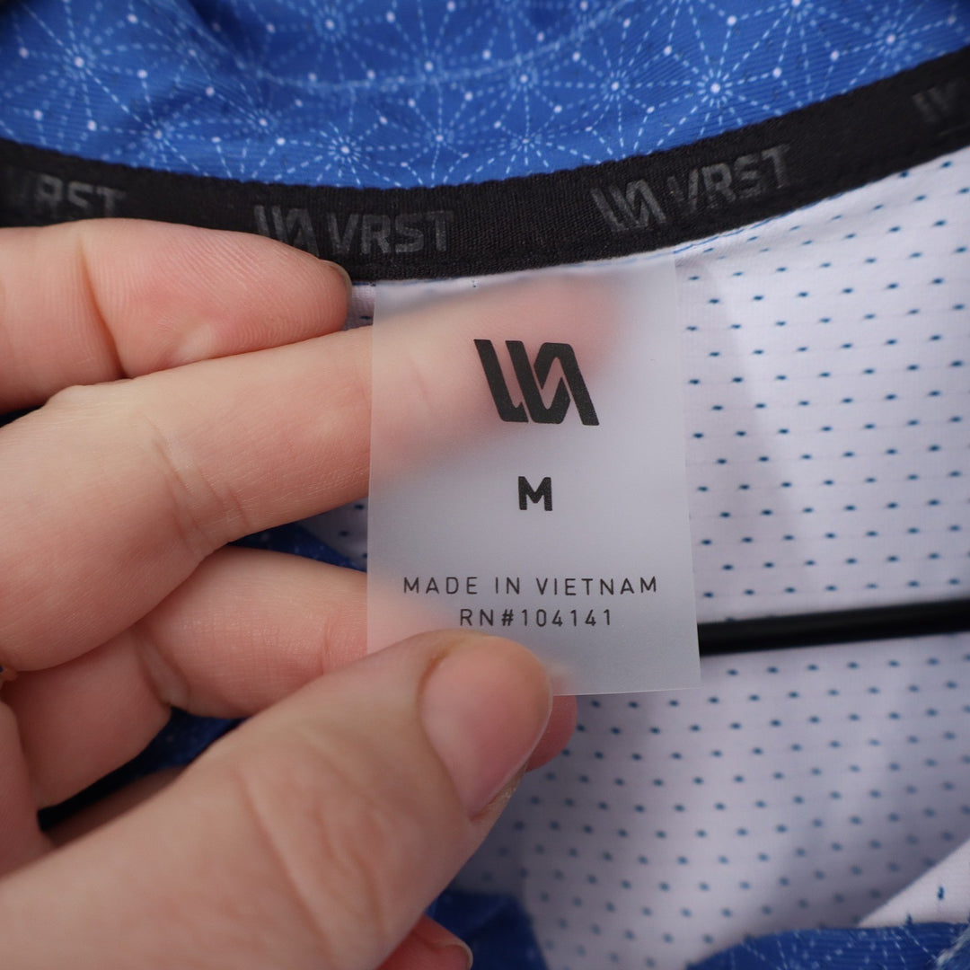 VRST Mens Blue Geometric Print Performance Golf Polo Shirt Size M