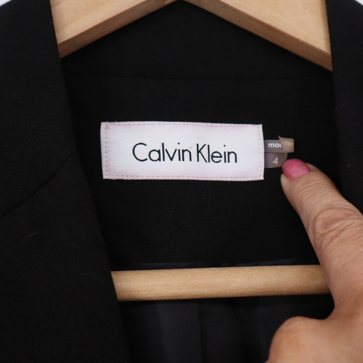 Calvin Klein Blazer Womens 4 One-Button Black Professional Career Excellent