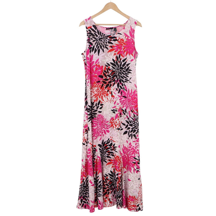 Attitudes by Renee Maxi Dress Womens L Floral Pink Sleeveless Stretch Excellent