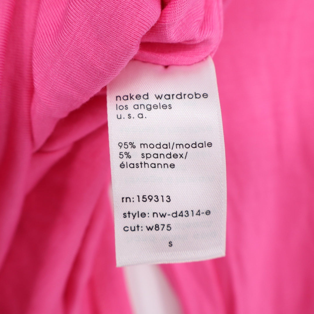 Naked Wardrobe Neon Pink Long Sleeve Mini Bodycon Dress Womens Size S