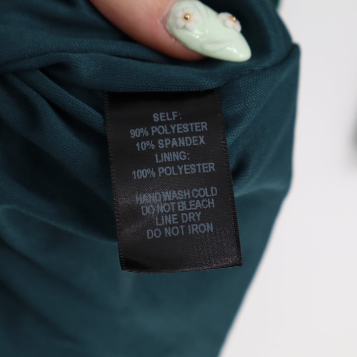 Lulus in a Gleam Bodycon Dress Womens Medium Forest Green Velvet Long Sleeve