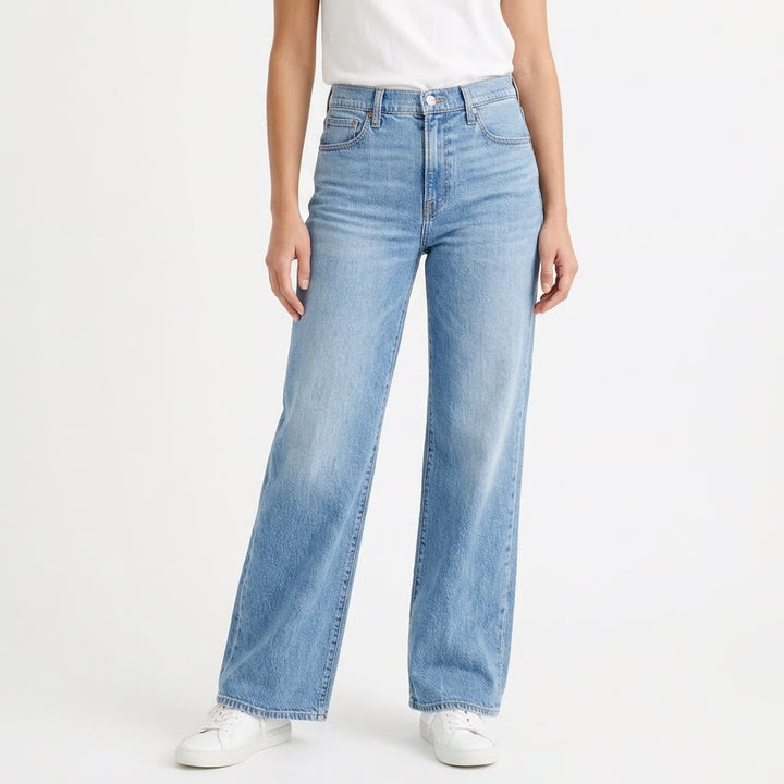 J.Crew Full Length Wide-Leg Jeans Medium Wash Blue High Rise Denim Size 31