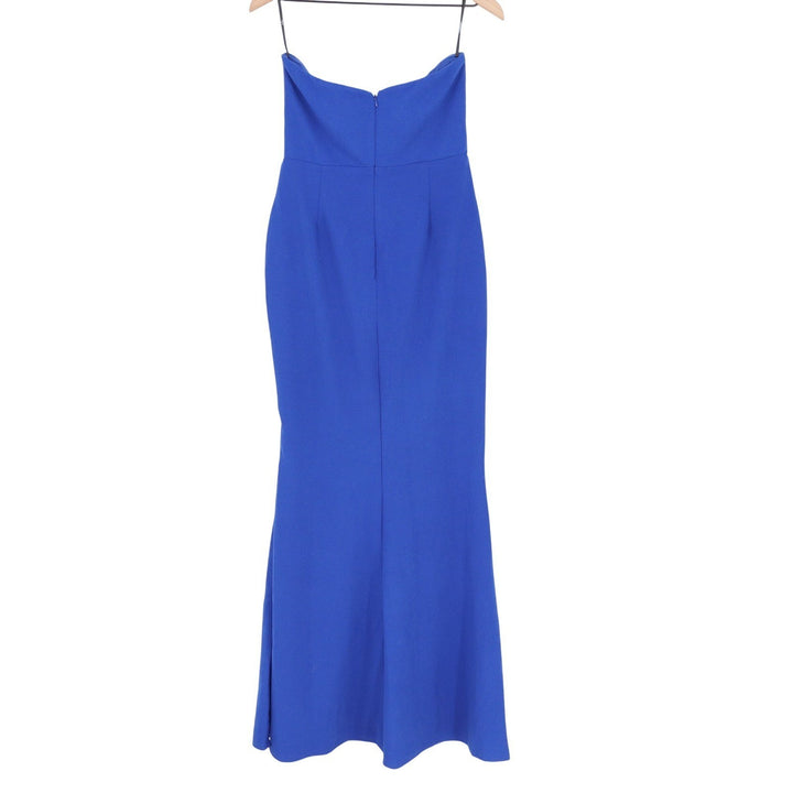 Lulus Royal Blue Strapless Pleated Crossover Maxi Dress IBD32624L Womens Medium