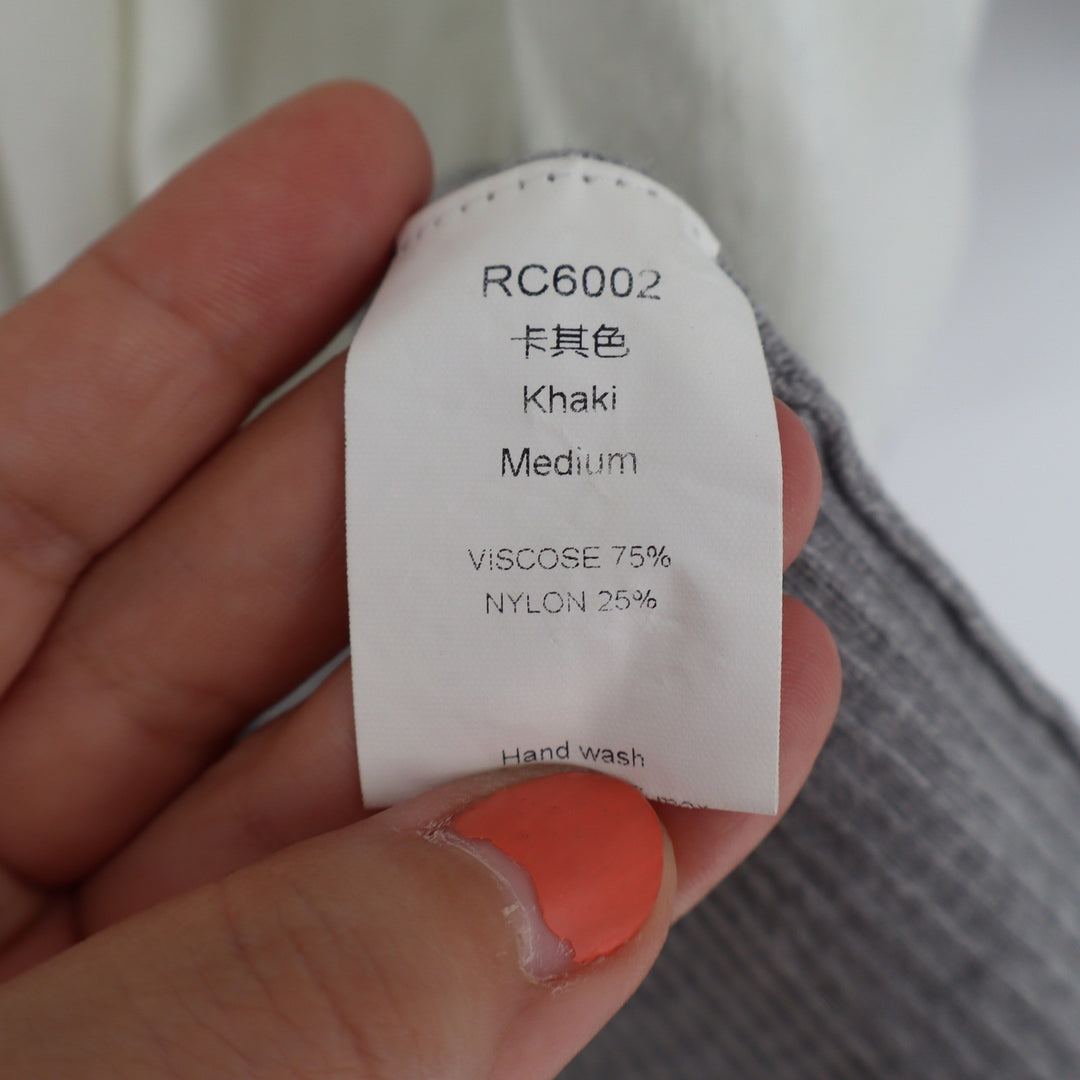 Colorblock Open Front Longline Cardigan Tan Cream Grey Medium RC6002