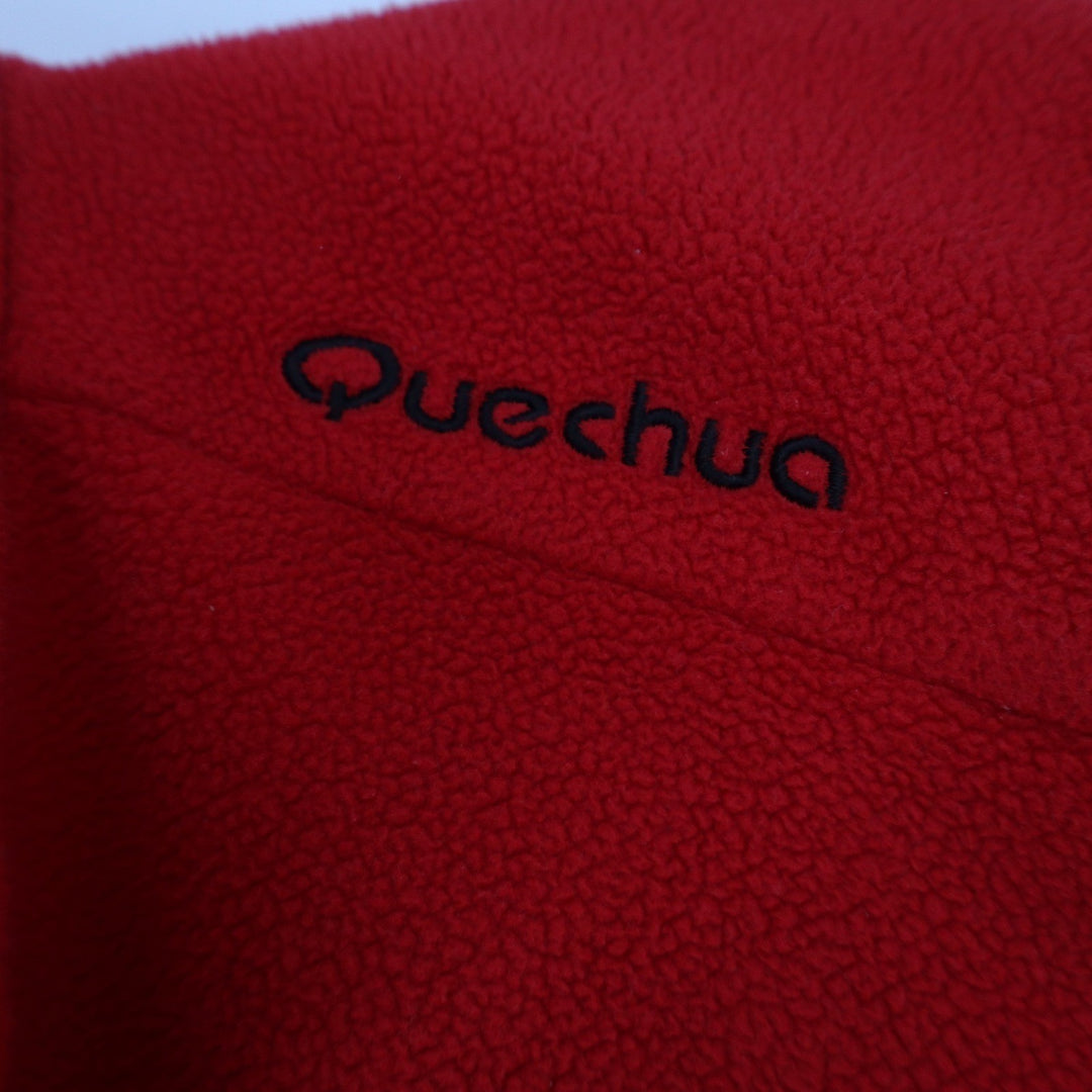 Quechua Mens Red Quarter Zip Fleece Pullover Mock Neck Hiking Sweater Size M