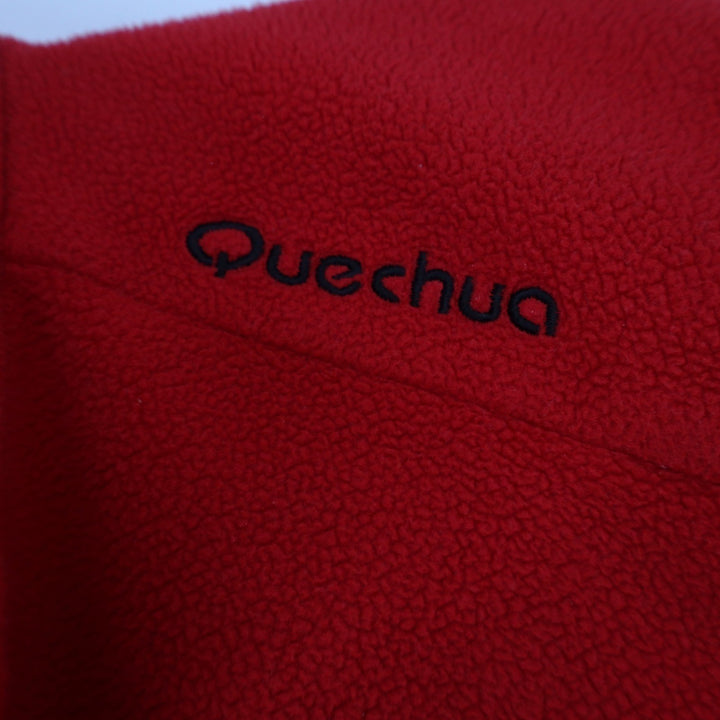 Quechua Mens Red Quarter Zip Fleece Pullover Mock Neck Hiking Sweater Size M