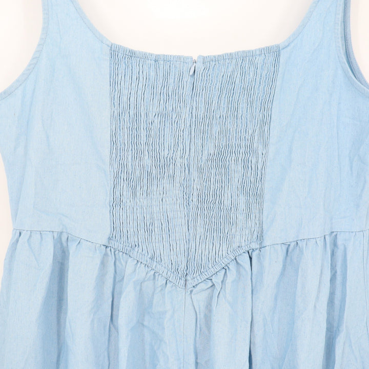 Pink Diamond Rhaziya Midi Dress Blue Square Neck Smocked Back Sleeveless Size 14