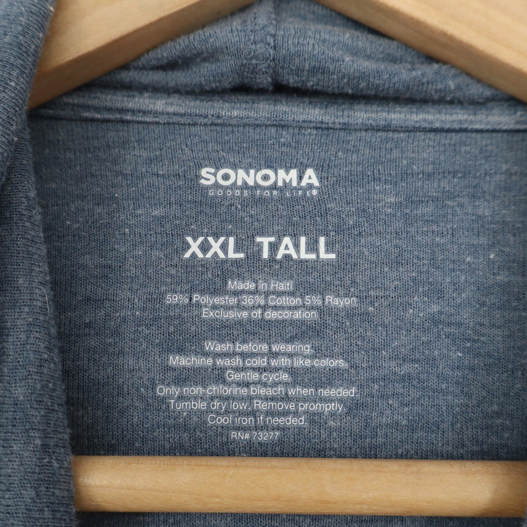 Sonoma Goods For Life Mens XXL Tall Navy Blue Textured Ribbed Pullover Hoodie