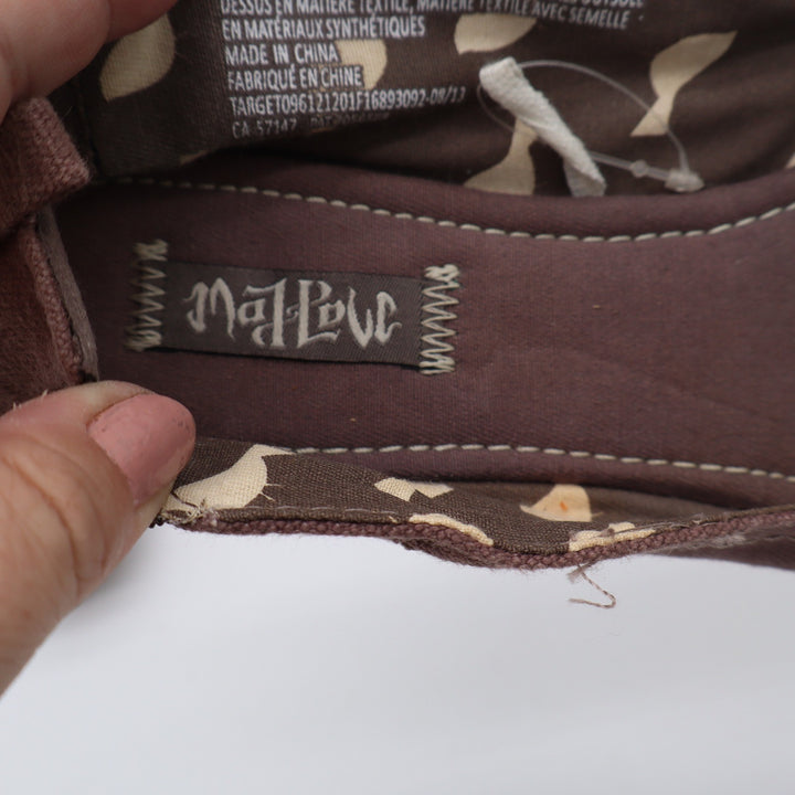 Mad Love Womens Brown Canvas Slip On Ballet Flats Button Detail Size 10