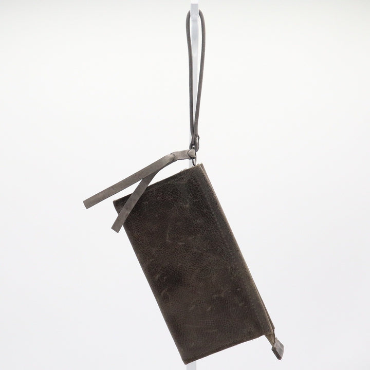 Rough & Tumble Maine Distressed Leather Wristlet Clutch Bag Taupe