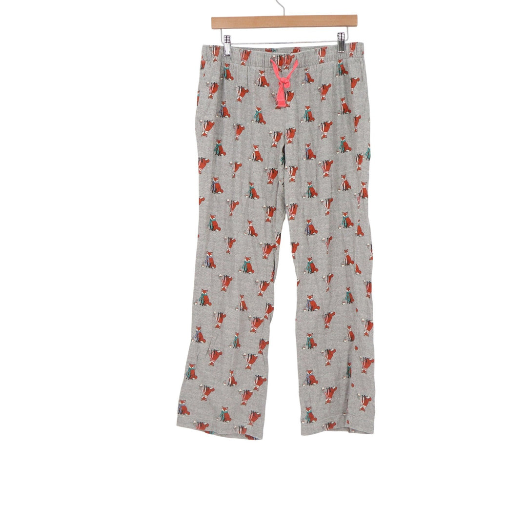 Old Navy Womens Pajama Pants Gray Fox Animal Print Cotton Lounge Pants Size M
