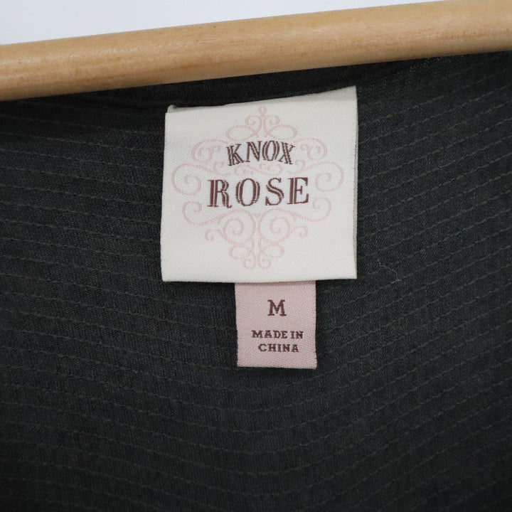 Knox Rose Womens Charcoal Gray Tiered Babydoll V-Neck Dress Medium