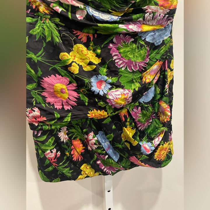 Ronny Kobo Margot Strapless Floral Satin Mini Dress Size XL