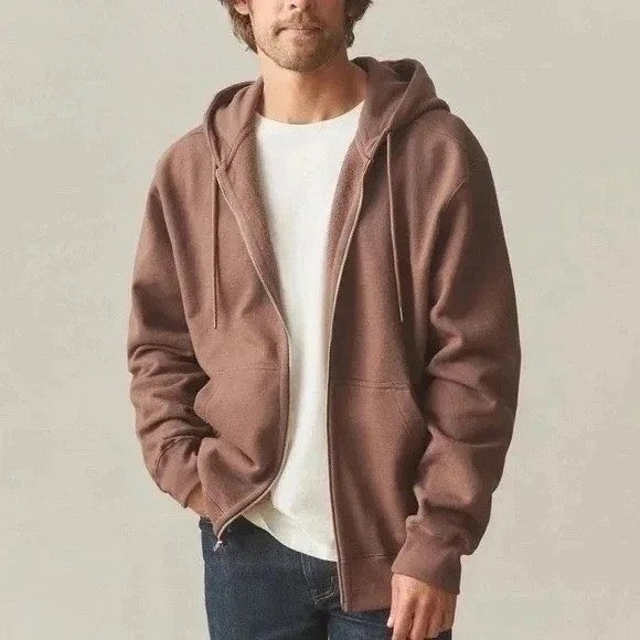 American Giant Classic Hoodie Mens Medium Rust Full Zip Cotton Fleece Lined
