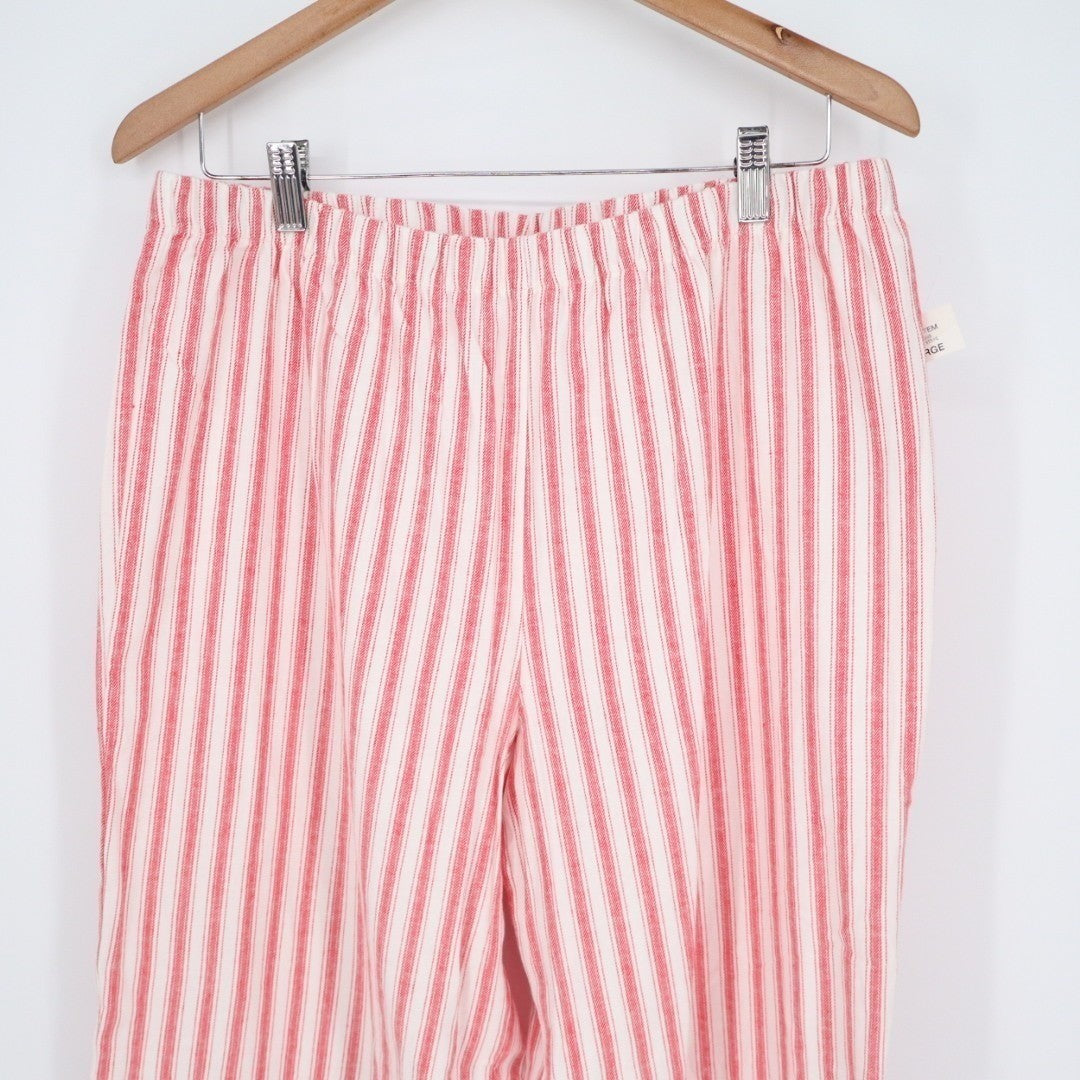 Charter Club Intimates Pajama Pants Womens Large Red White Festive Stripe Cotton