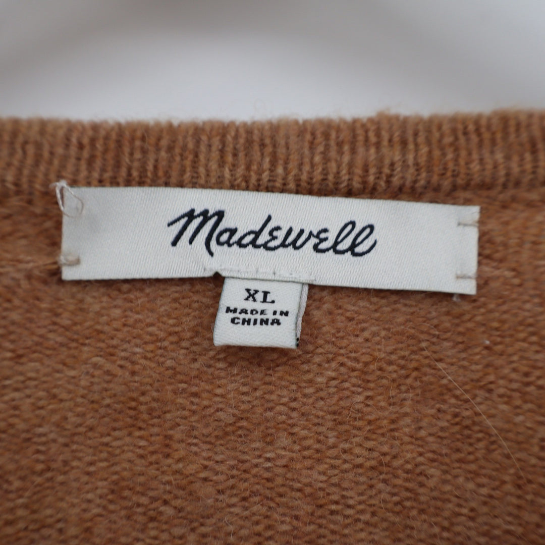 Madewell Womens XL Open Front Cardigan Sweater Camel Brown Merino Wool Alpaca