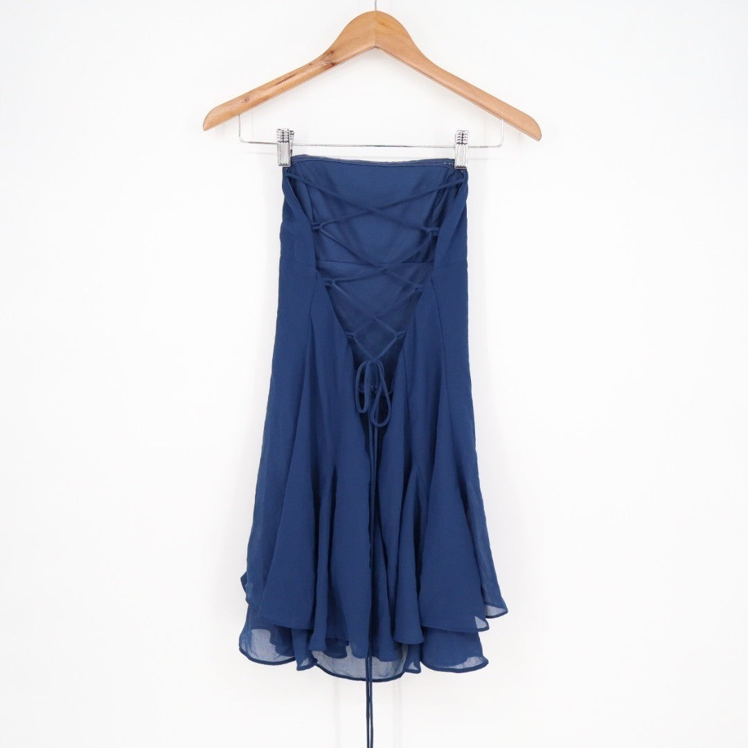 Lulus Perfected Sweetness Mini Dress Womens Small Blue Pleated Tiered Sleeveless