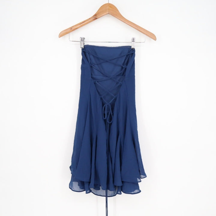 Lulus Perfected Sweetness Mini Dress Womens Small Blue Pleated Tiered Sleeveless