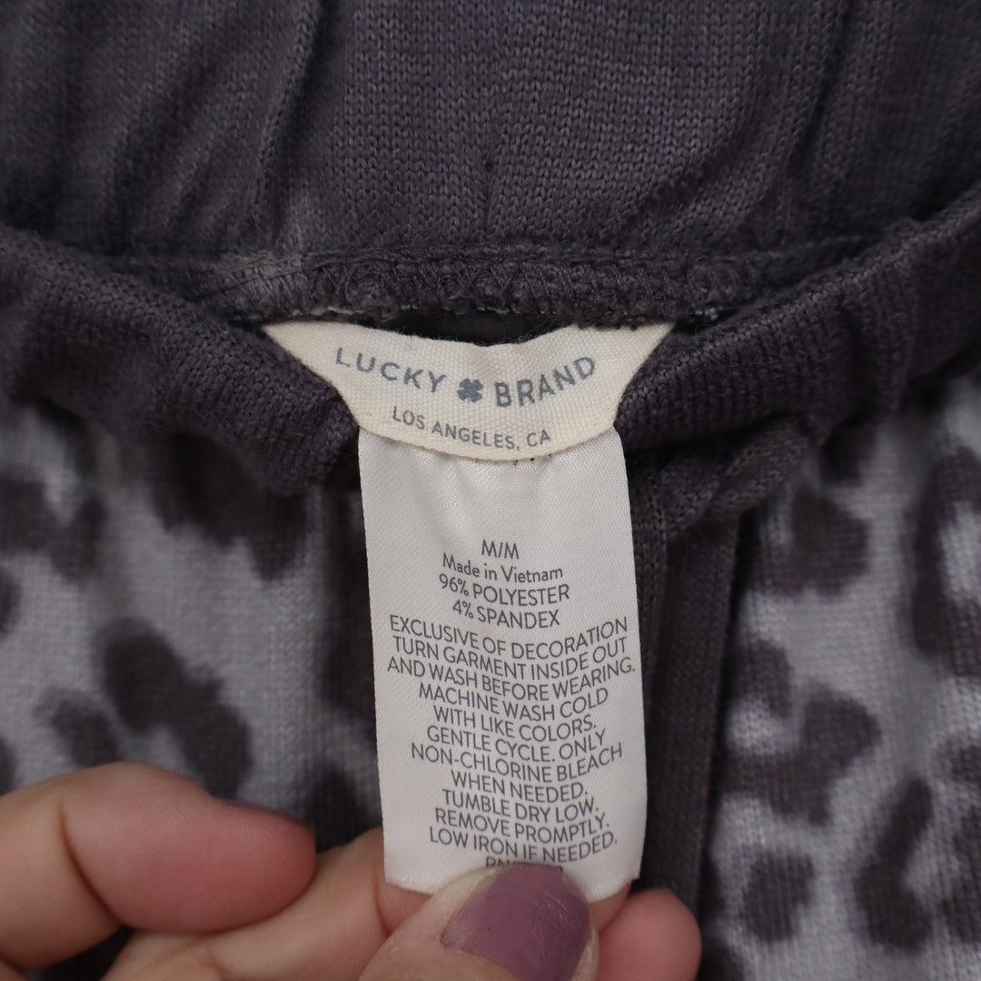 Lucky Brand Womens Grey Leopard Print Pajama Lounge Shorts Size Medium