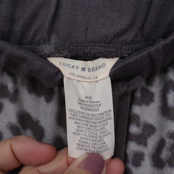 Lucky Brand Womens Grey Leopard Print Pajama Lounge Shorts Size Medium