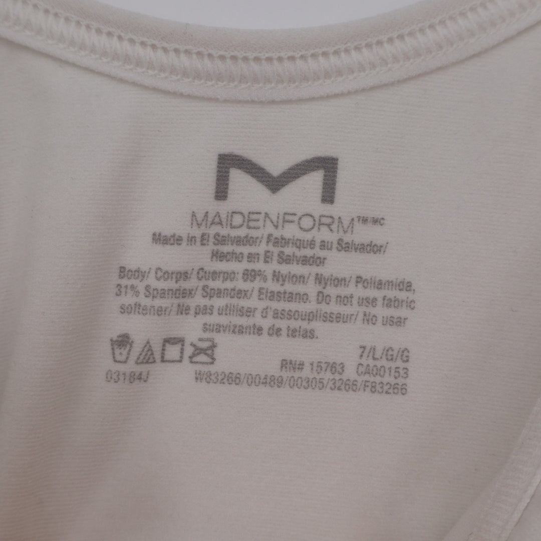 Maidenform Shapewear Women Large White Nylon Stretch Adjustable Strap Scoop Neck