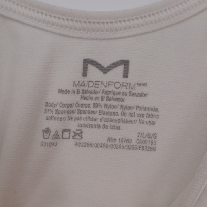 Maidenform Shapewear Women Large White Nylon Stretch Adjustable Strap Scoop Neck