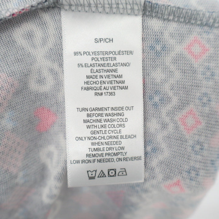 Cuddl Duds Pajama Pants Womens Small Gray Pink Fair Isle Heart Print Stretch