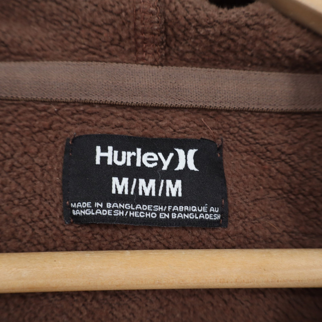 Hurley Hoodie Mens Medium Brown Cotton Long Sleeve Kangaroo Pocket Pullover