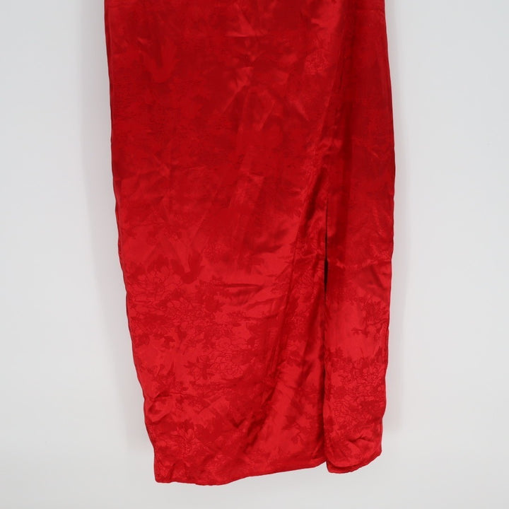Lulus Desirable Dream Midi Dress Womens XS Red Jacquard Front Slit Back Zip