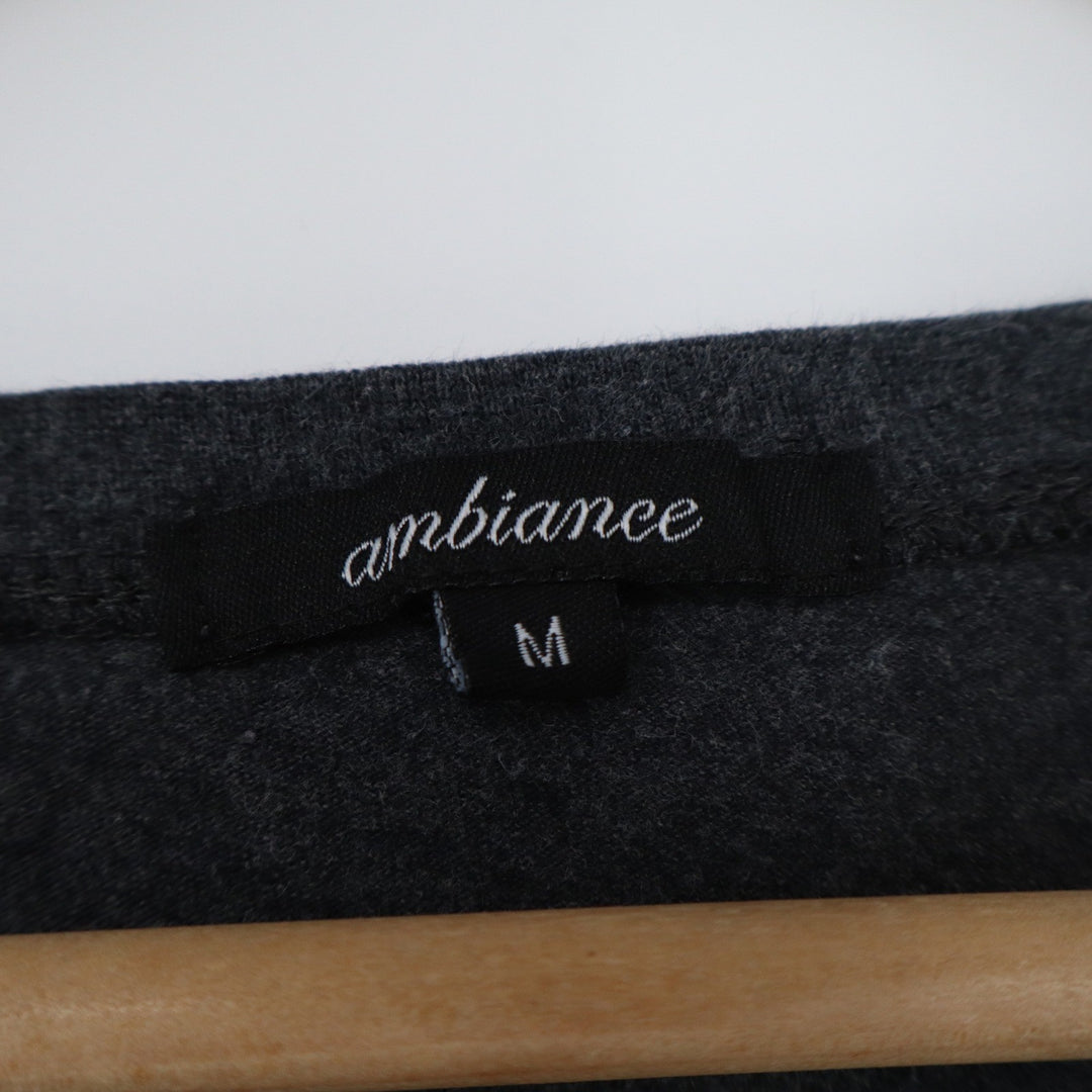 Ambiance Womens Long Sleeve Scoop Neck Top Charcoal Gray Size M