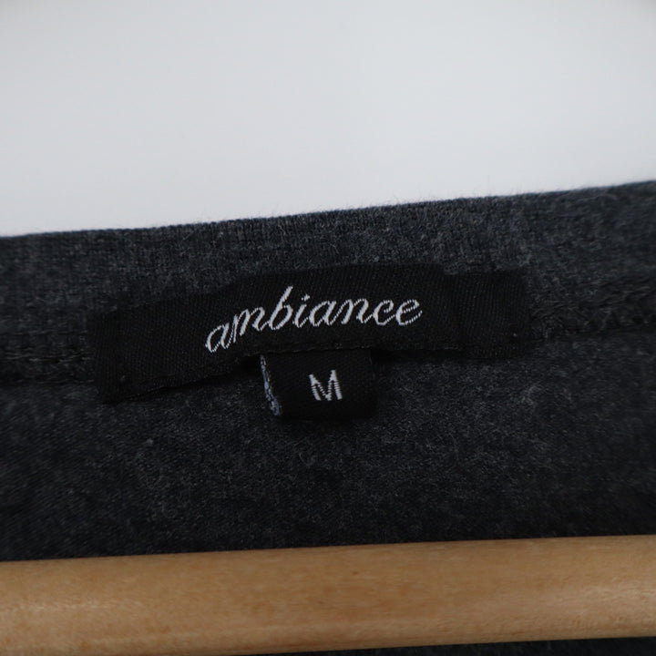 Ambiance Womens Long Sleeve Scoop Neck Top Charcoal Gray Size M
