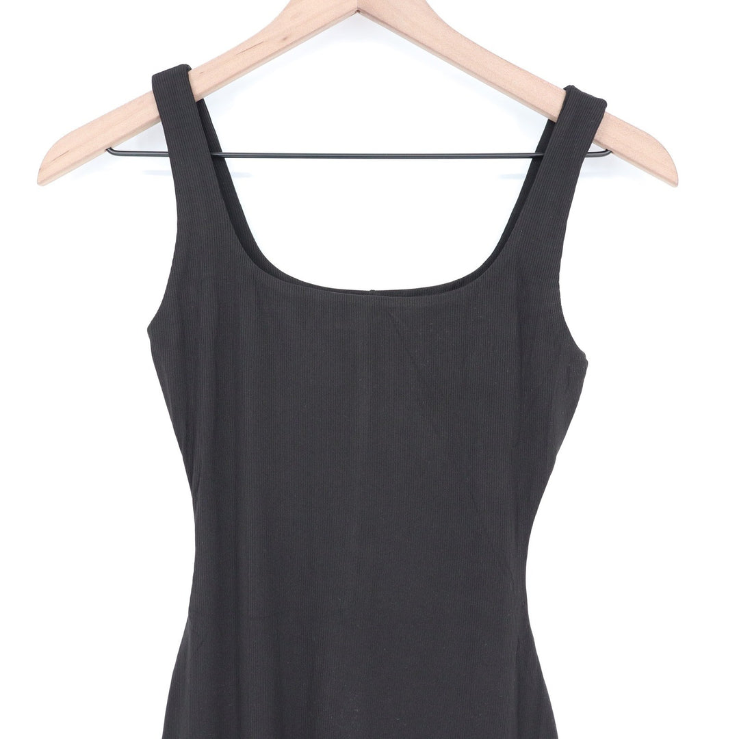 Naked Wardrobe Womens Black Ribbed Scoop Neck Jumpsuit Size S