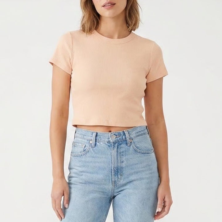 Target Women Peach Pink Short Sleeve Crewneck T-Shirt Size S