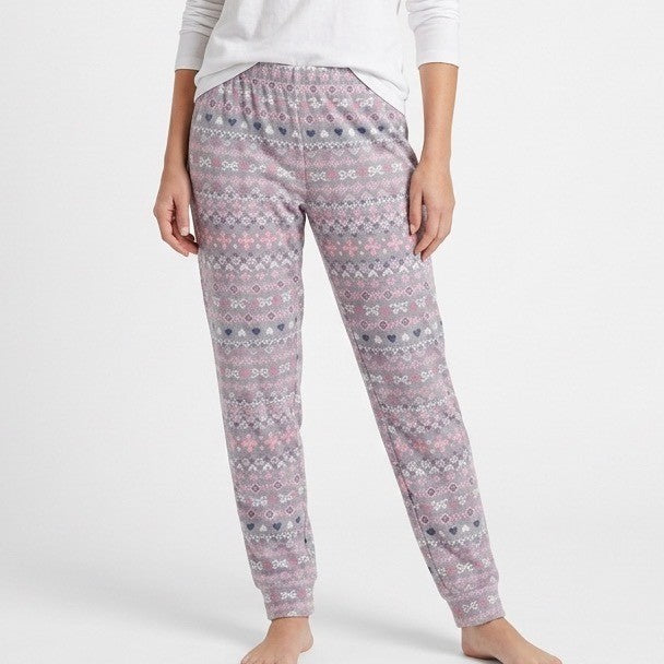 Cuddl Duds Fleece Pajama Bottom Womens M Multi Printed Stretch Elastic Waist