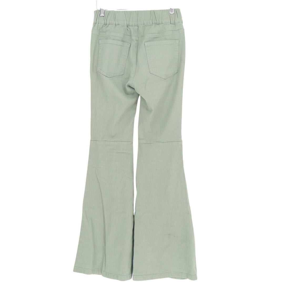 Bell Bottom Jeans Womens 10 Olive Green cotton Stretch Elastic Waist Mid Rise