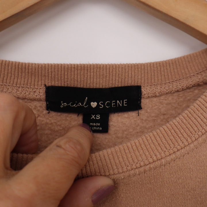Social Scene Aspen Ski Resort Winter Edition Graphic Sweatshirt Tan XS