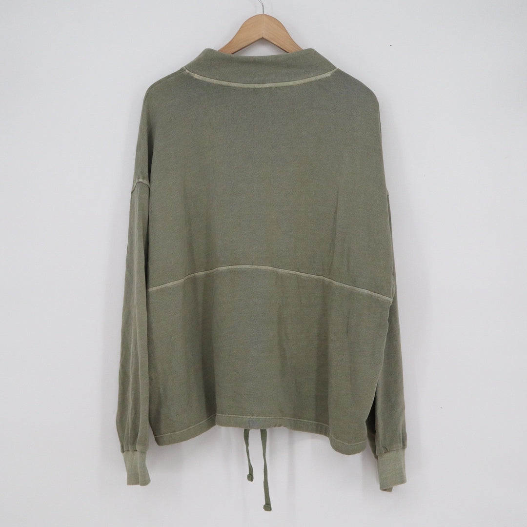 Old Navy Womens XL Olive Green Henley Mock Neck Drawstring Sweatshirt