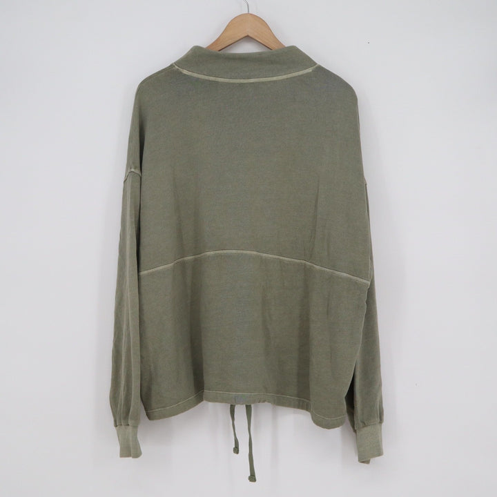 Old Navy Womens XL Olive Green Henley Mock Neck Drawstring Sweatshirt