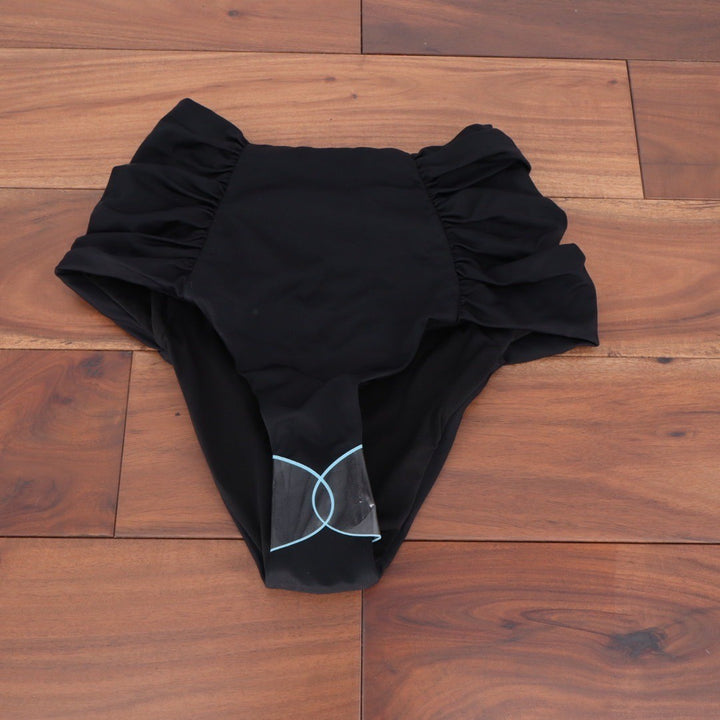 Black High Waisted Ruffled Bikini Bottoms Swimsuit Size 4