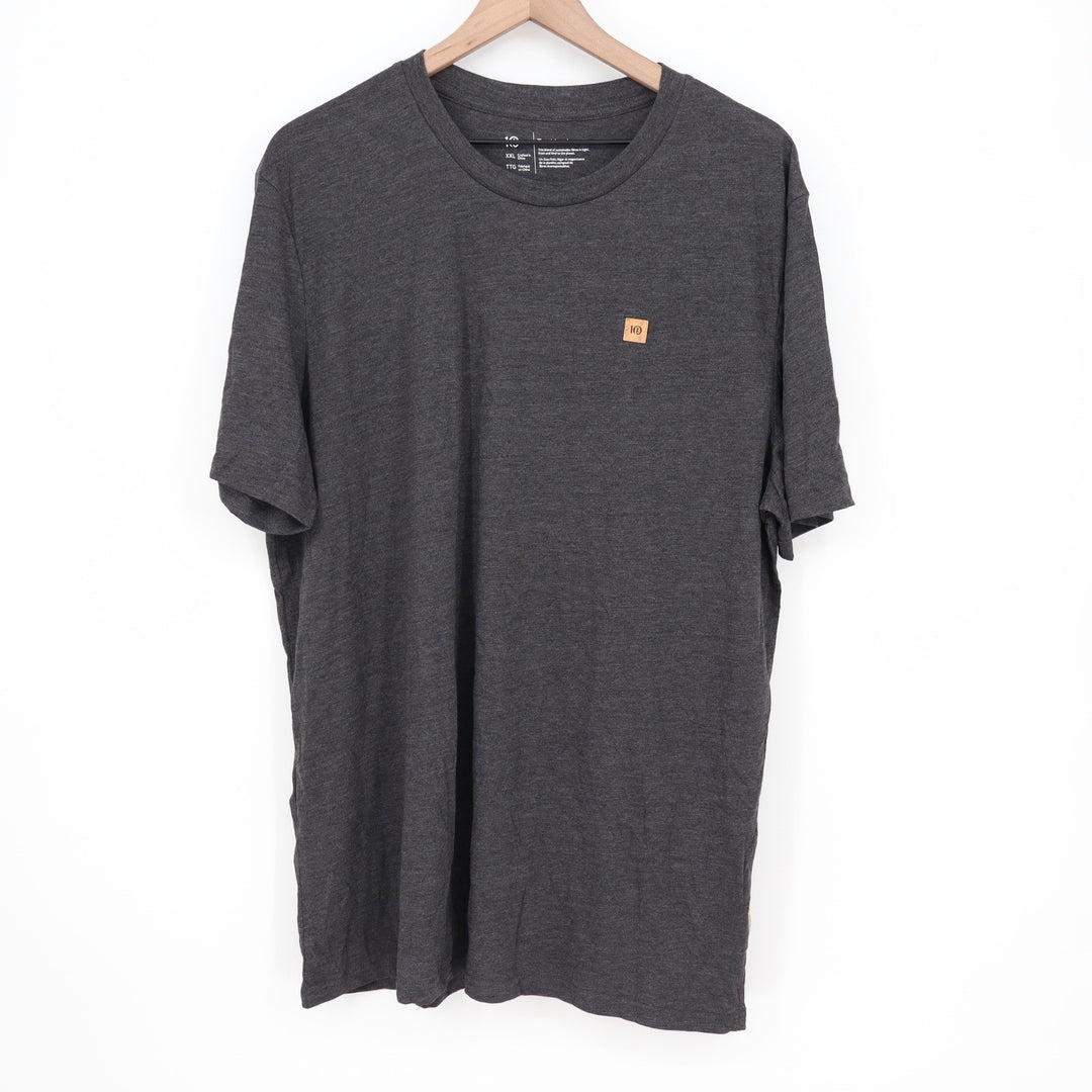 Tentree Treeblend Mens XXL Charcoal Heather Grey Short Sleeve T-Shirt Cork Logo