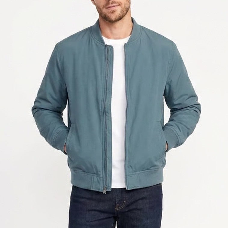 Old Navy Mens Water Resistant Bomber Jacket Teal Blue Size L Full Zip