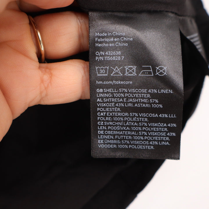 H&M Linen Vest Womens S Waistcoat Black Button-down Cropped Excellent